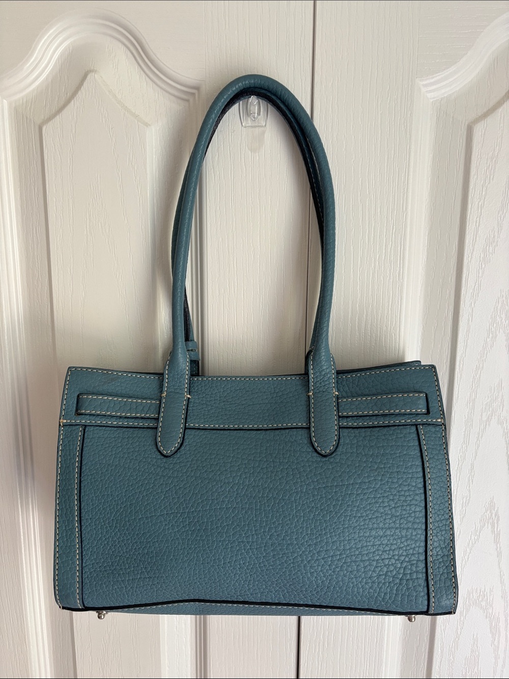 Dooney & Bourke Blue Pebbled Leather Mini Tassel Handbag Purse - Picture 2 of 11